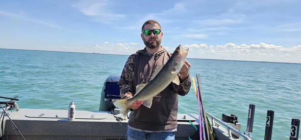 Walleye catch displayed on fishing boat in Vermilion OH