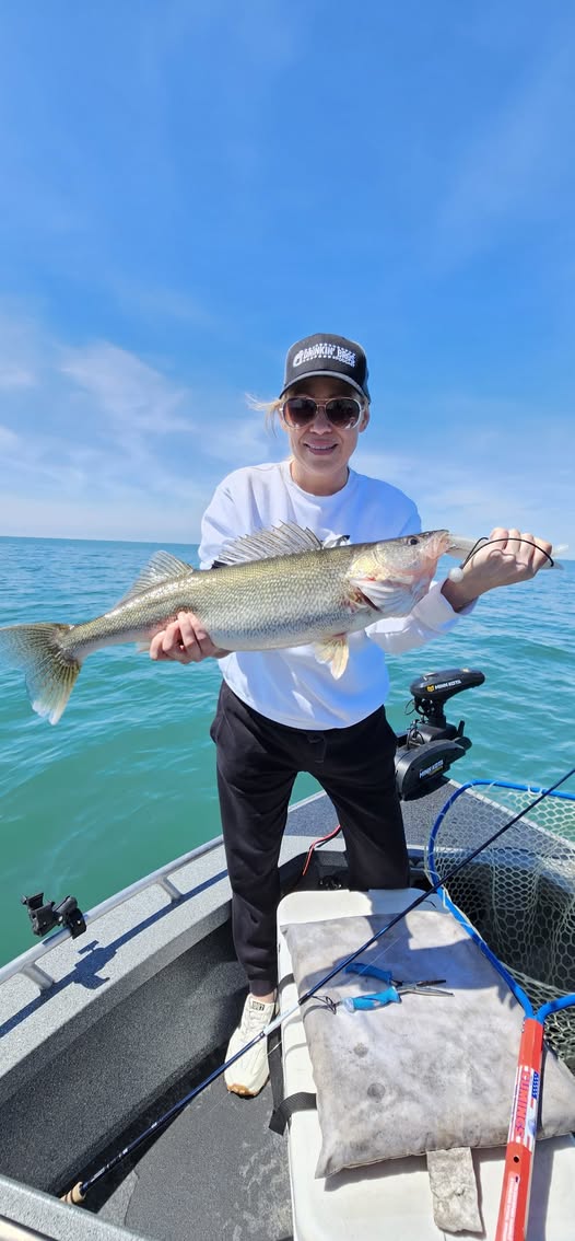 Walleye catch displayed on fishing boat in Vermilion OH