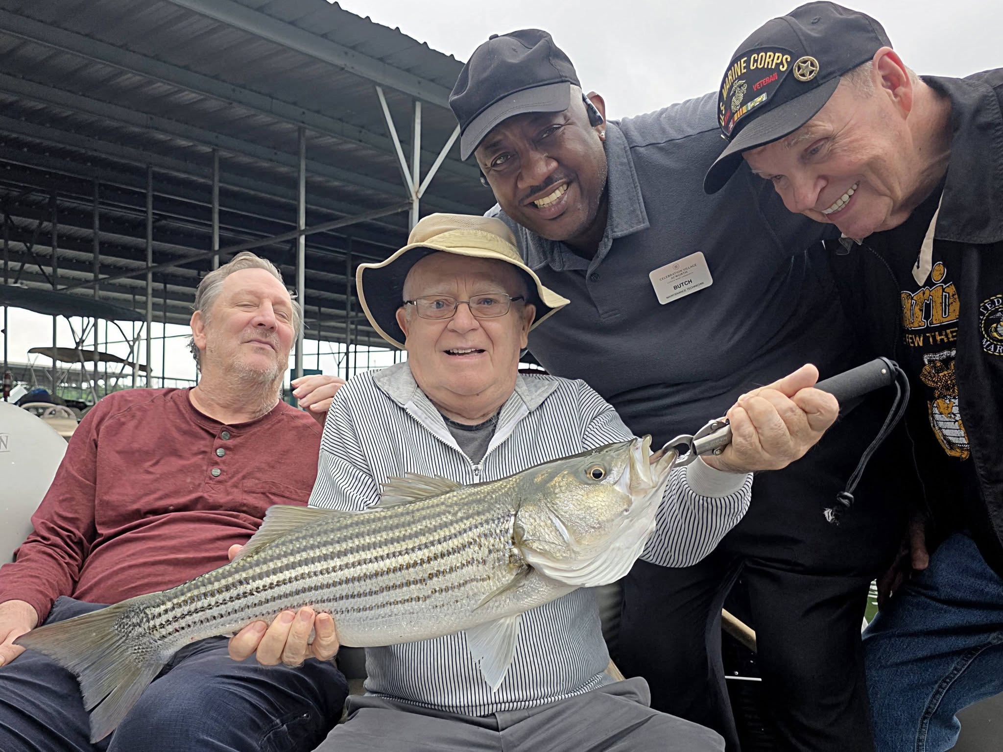 Striped bass catch on fishing boat in Acworth GA