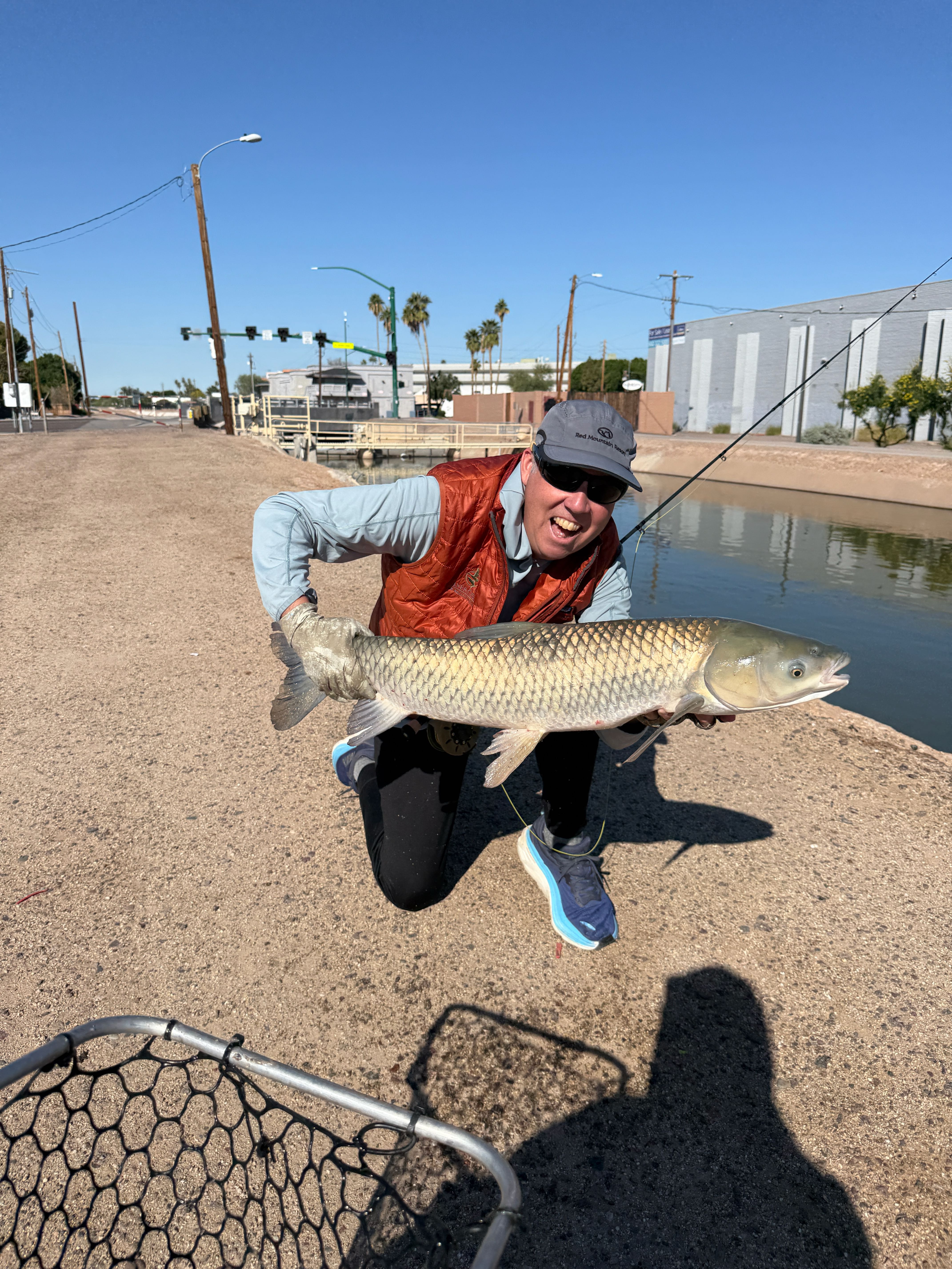 Canal fly fishing for grass carp near downtown Phoenix with professional guide