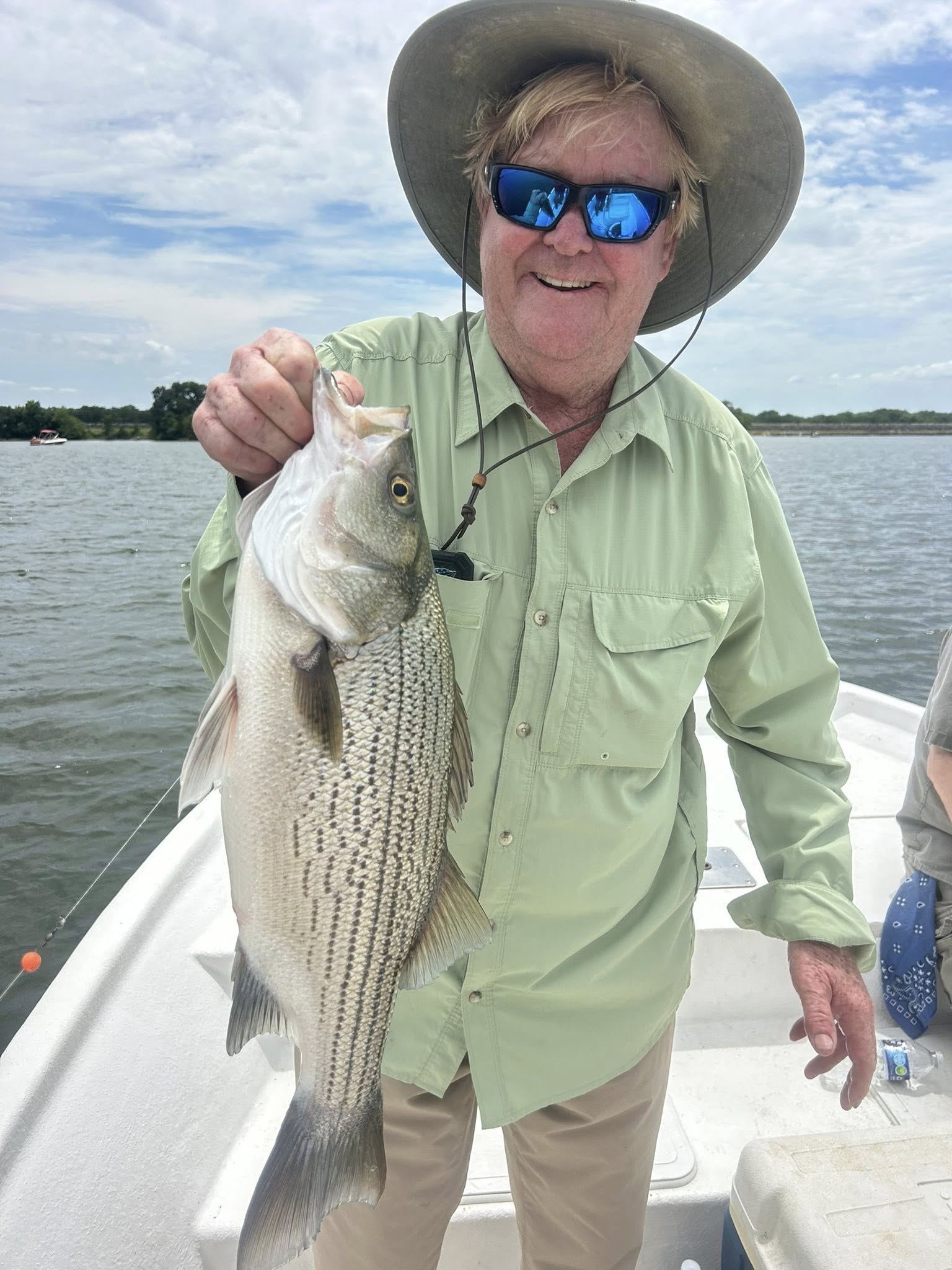 Striped bass caught while fishing on Lake Tawakoni in Quinlan, Texas