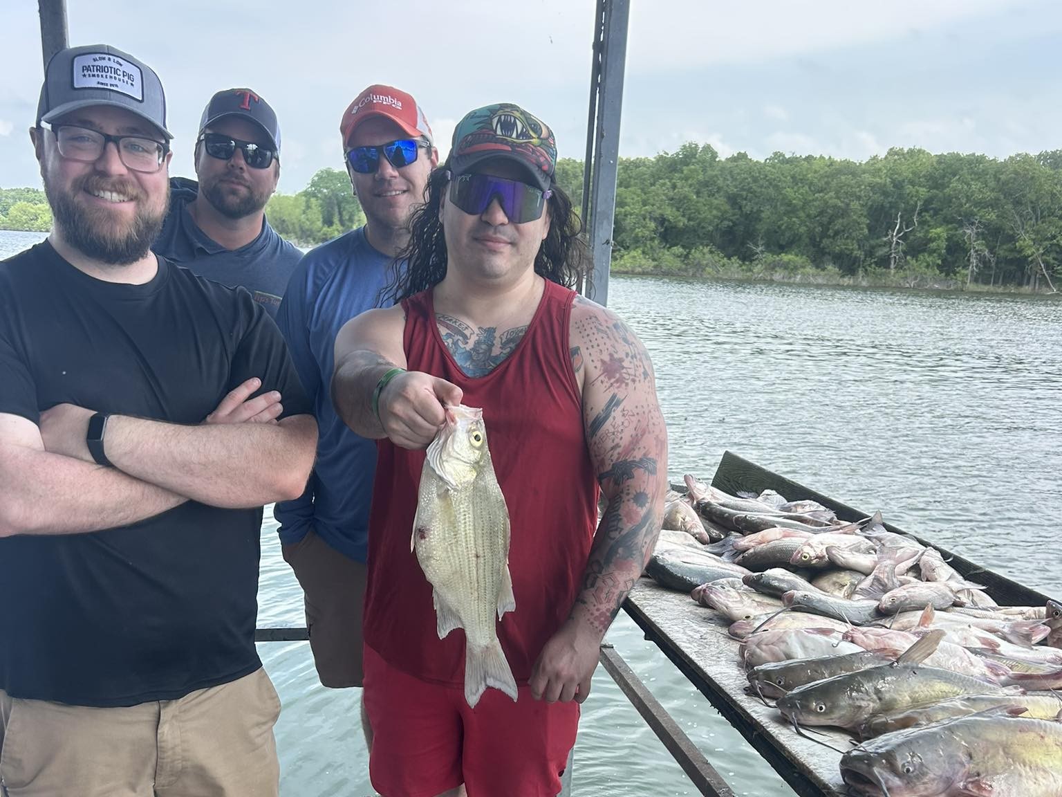 Full day fishing trip on Lake Tawakoni with guide targeting catfish and bass from boat
