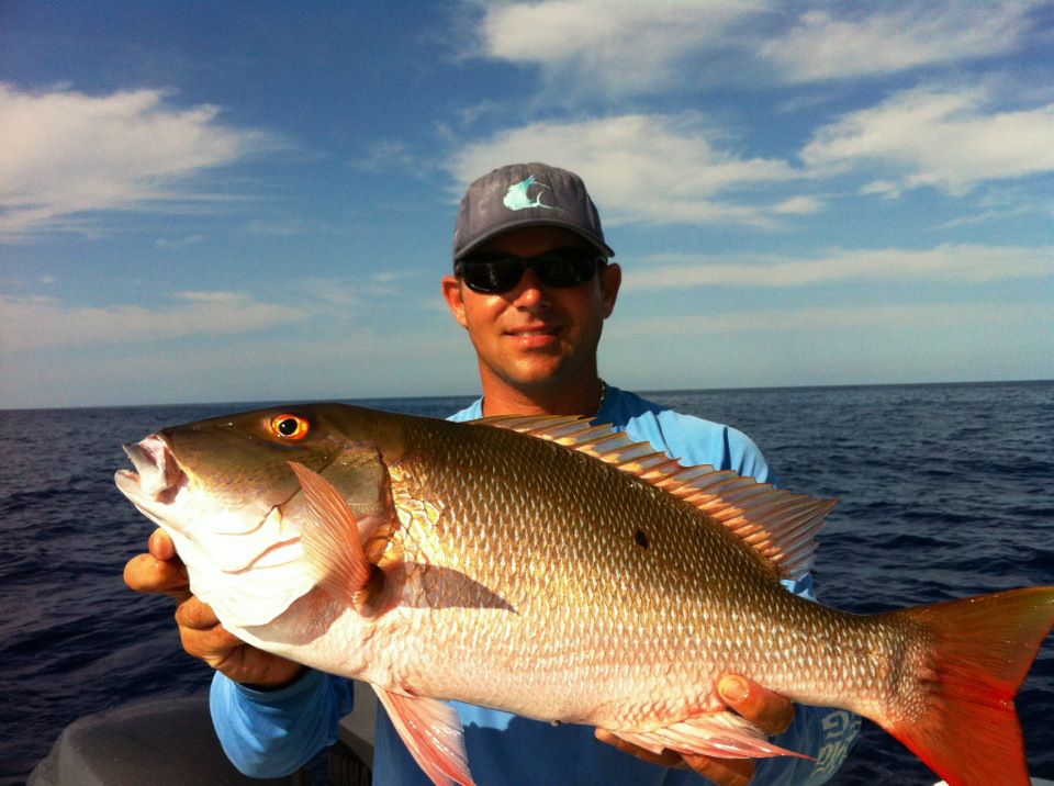 Mutton Snapper, a 31-inch fish, caught while fishing in Key Largo