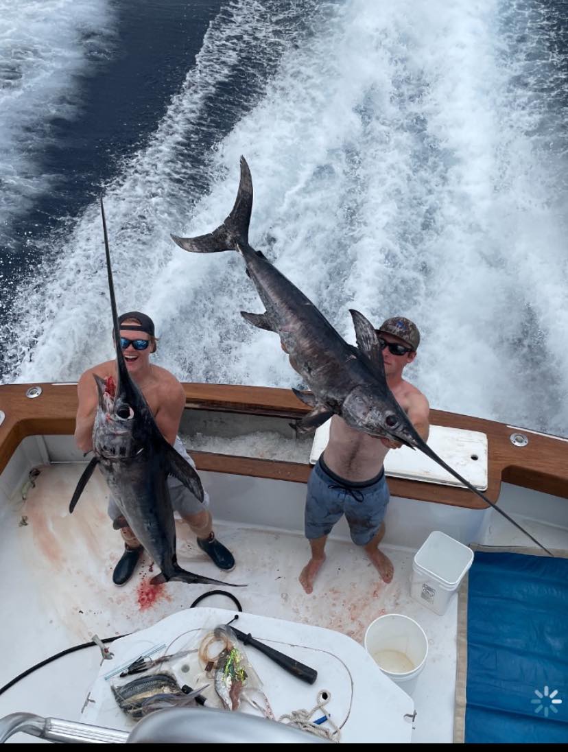 Two swordfish caught by two people in Destin while fishing