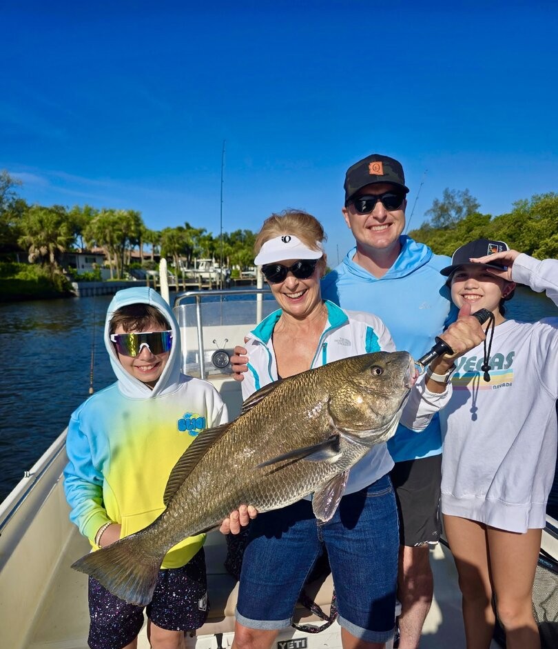 Black drum catch displayed on fishing boat in St. Petersburg FL