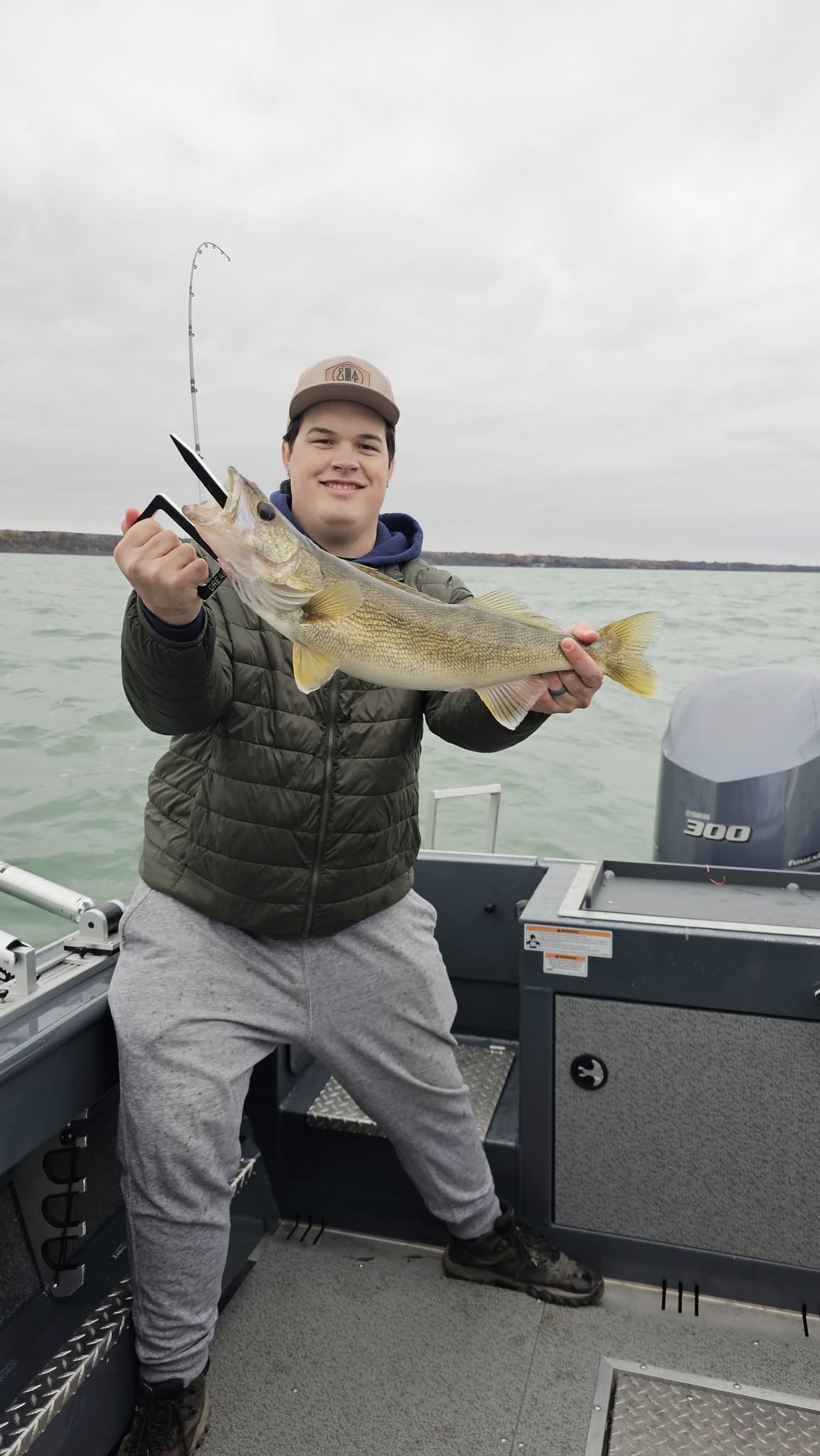 Walleye catch displayed on fishing boat in Erie PA