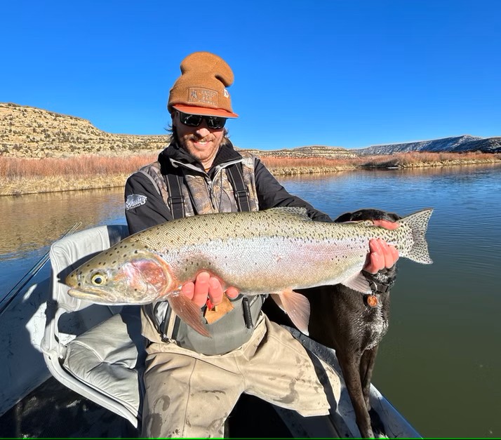 Photograph of a large rainbow trout caught while fishing in New Mexico