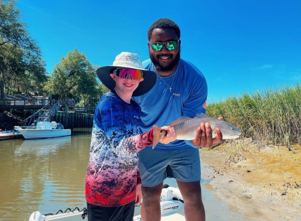 A lone angler in SC reeling in a 10-inch fish