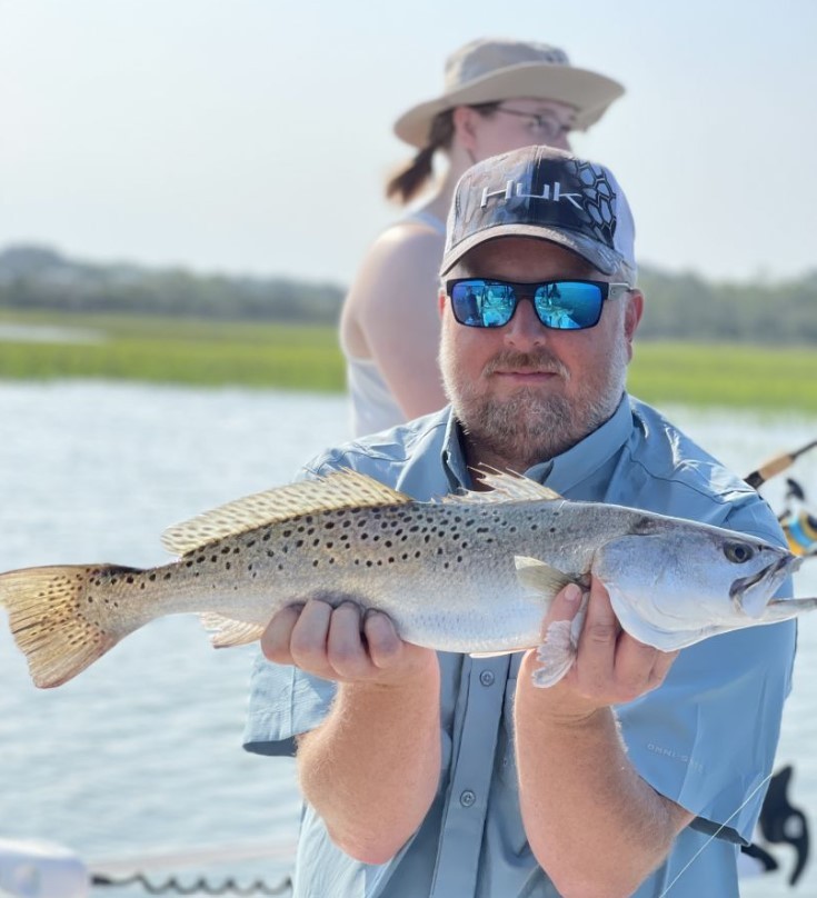 A spotted weakfish, a 20-inch fish caught at Hilton Head Island