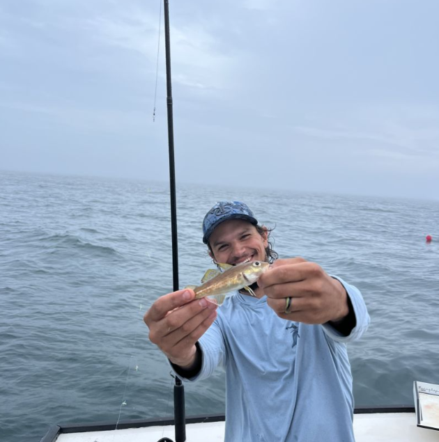 Gloucester fisherman with a 6-inch catch