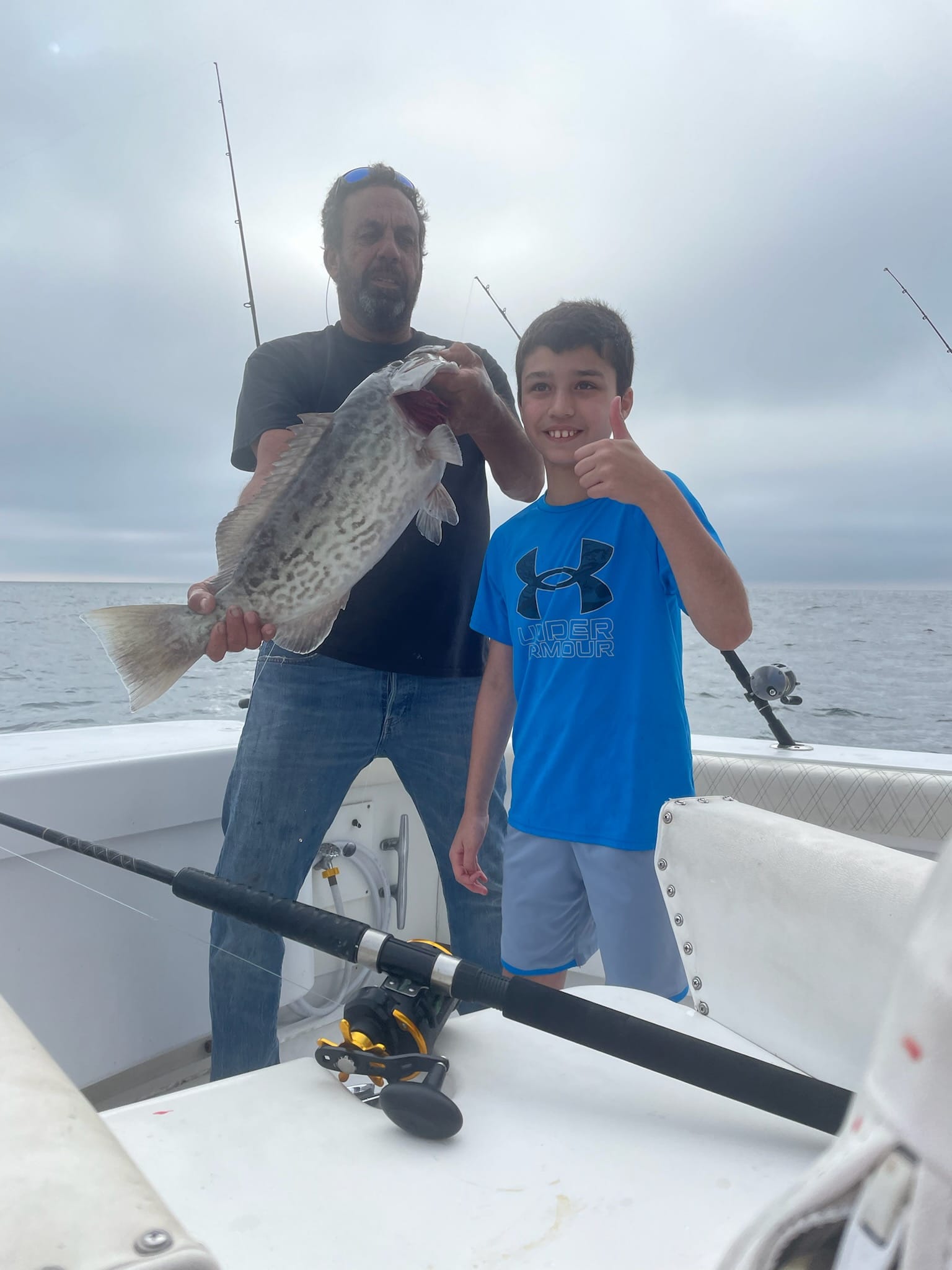 A gag grouper caught by two people fishing in Florida