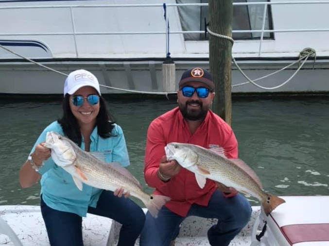 Two redfish caught while fishing at South Padre Island