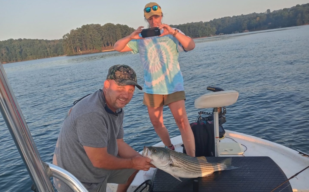 Striped bass caught in Flowery Branch
