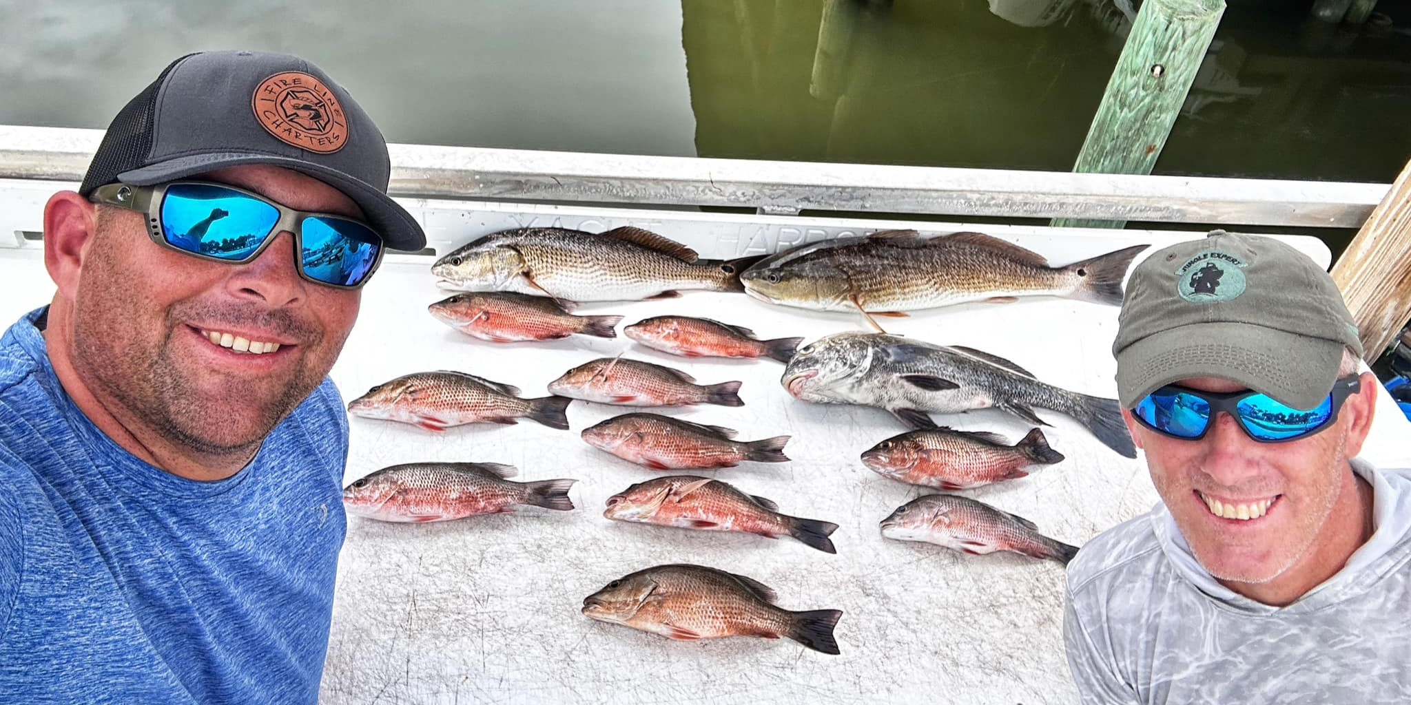 Ponce Inlet inshore fishing boat on Intracoastal Waterway with anglers catching snapper and flounder
