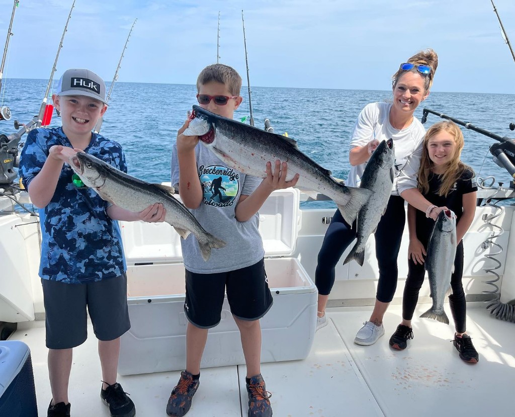 Three Chinook salmon caught while fishing in Milwaukee