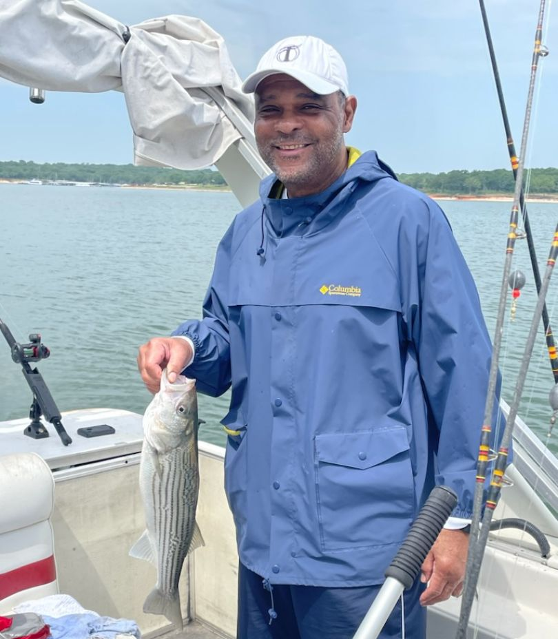 Striped bass caught while fishing in Pottsboro
