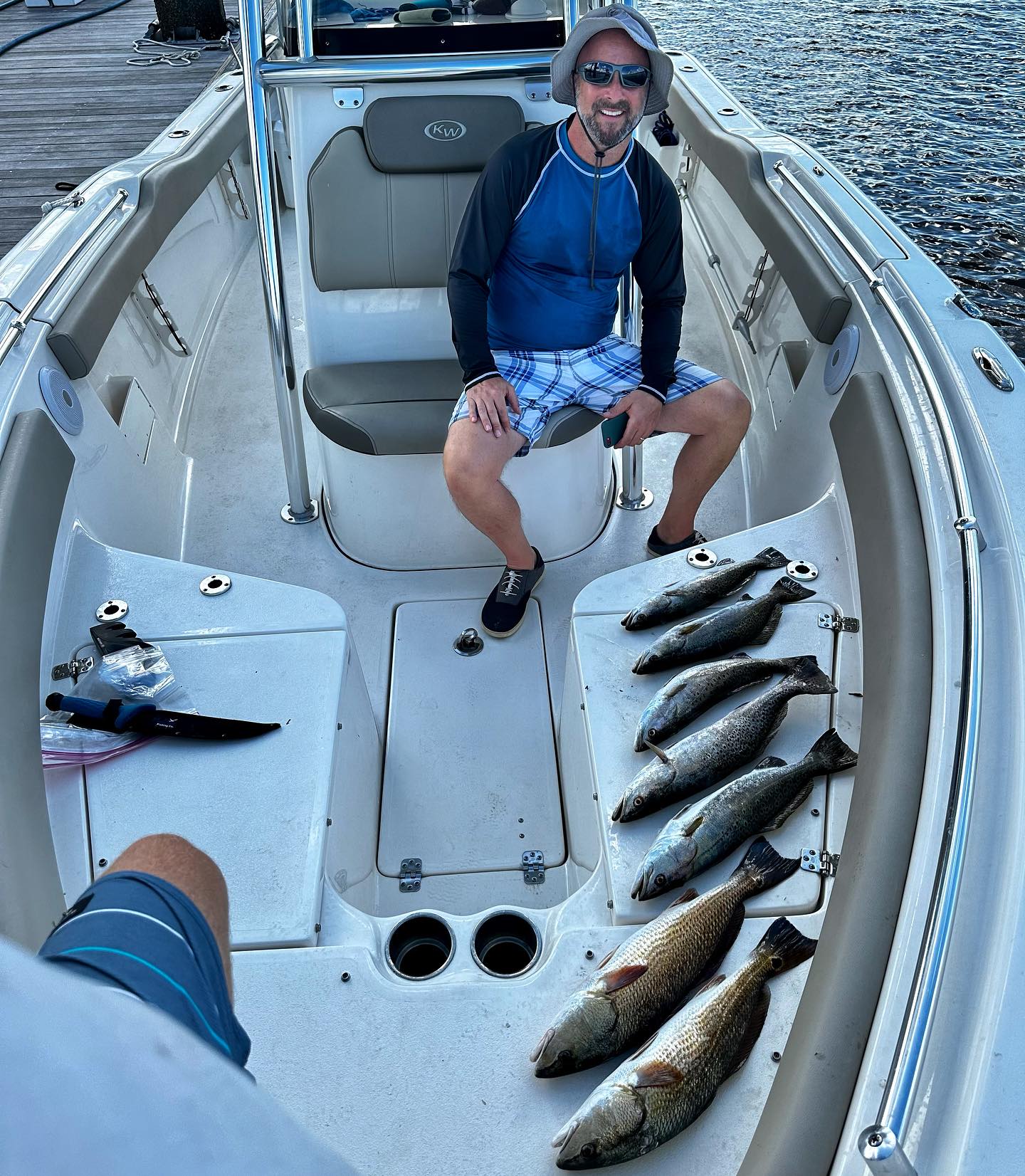 Two redfish, 16 inches each, caught while fishing in Southport