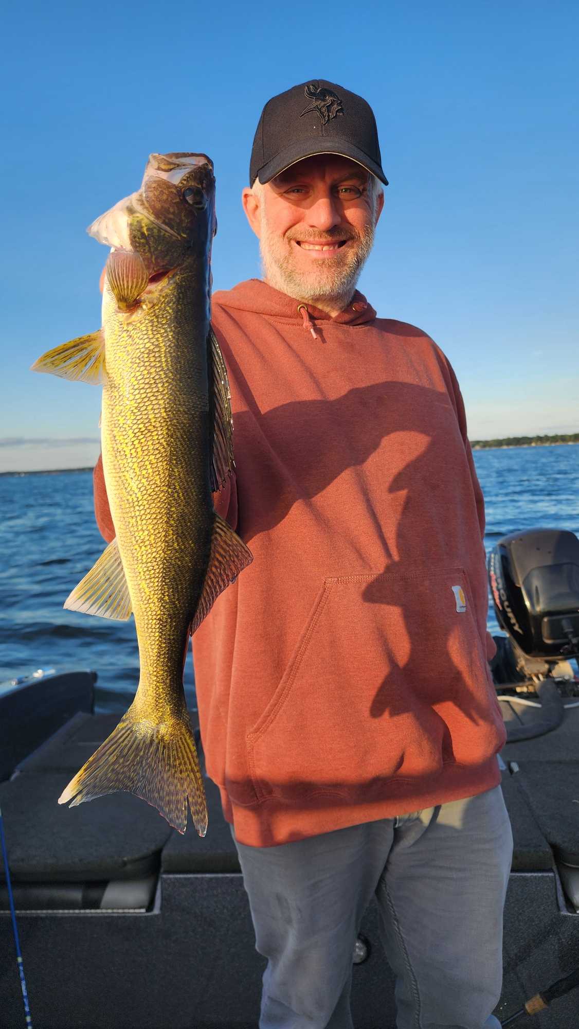 Walleye catch displayed on fishing boat in Breezy Point Minnesota