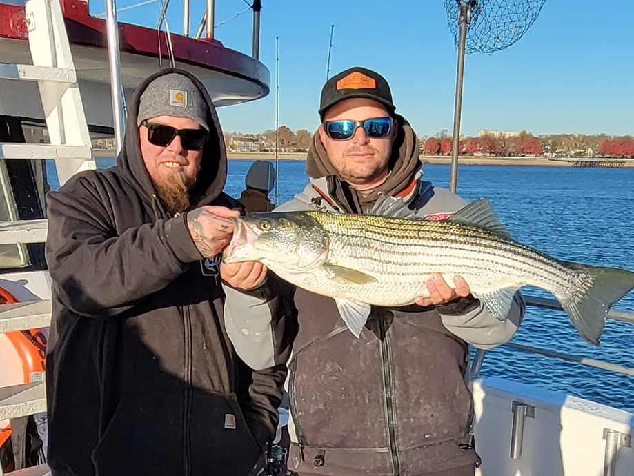 Striped bass caught in Keyport, fishing