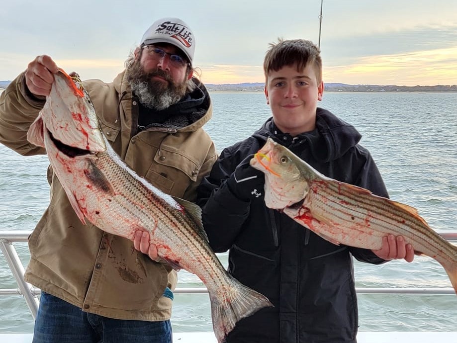 Two striped bass caught while fishing in NJ
