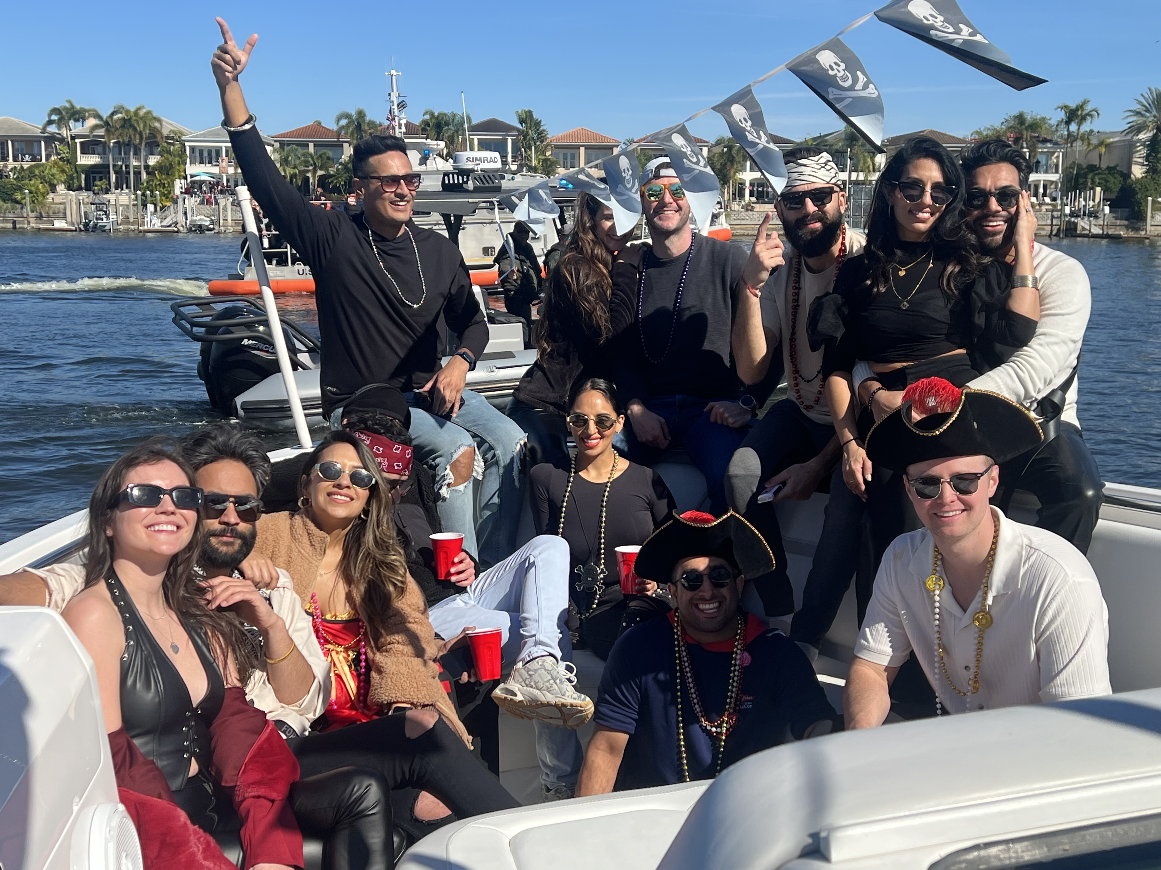 Private boat charter for Gasparilla festival in St. Petersburg FL waters with group seating