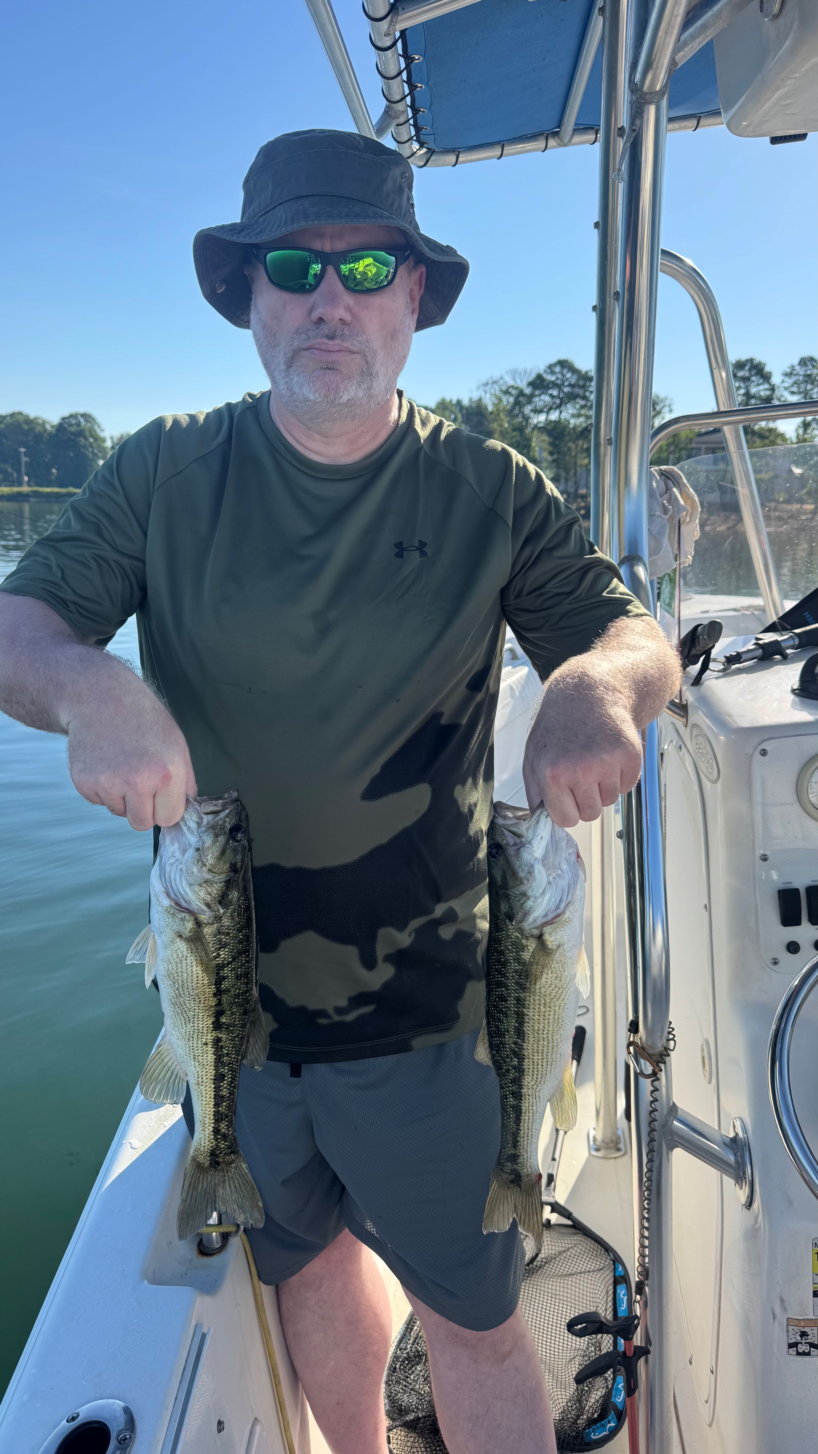 Two spotted bass caught during fishing trip in Denver NC