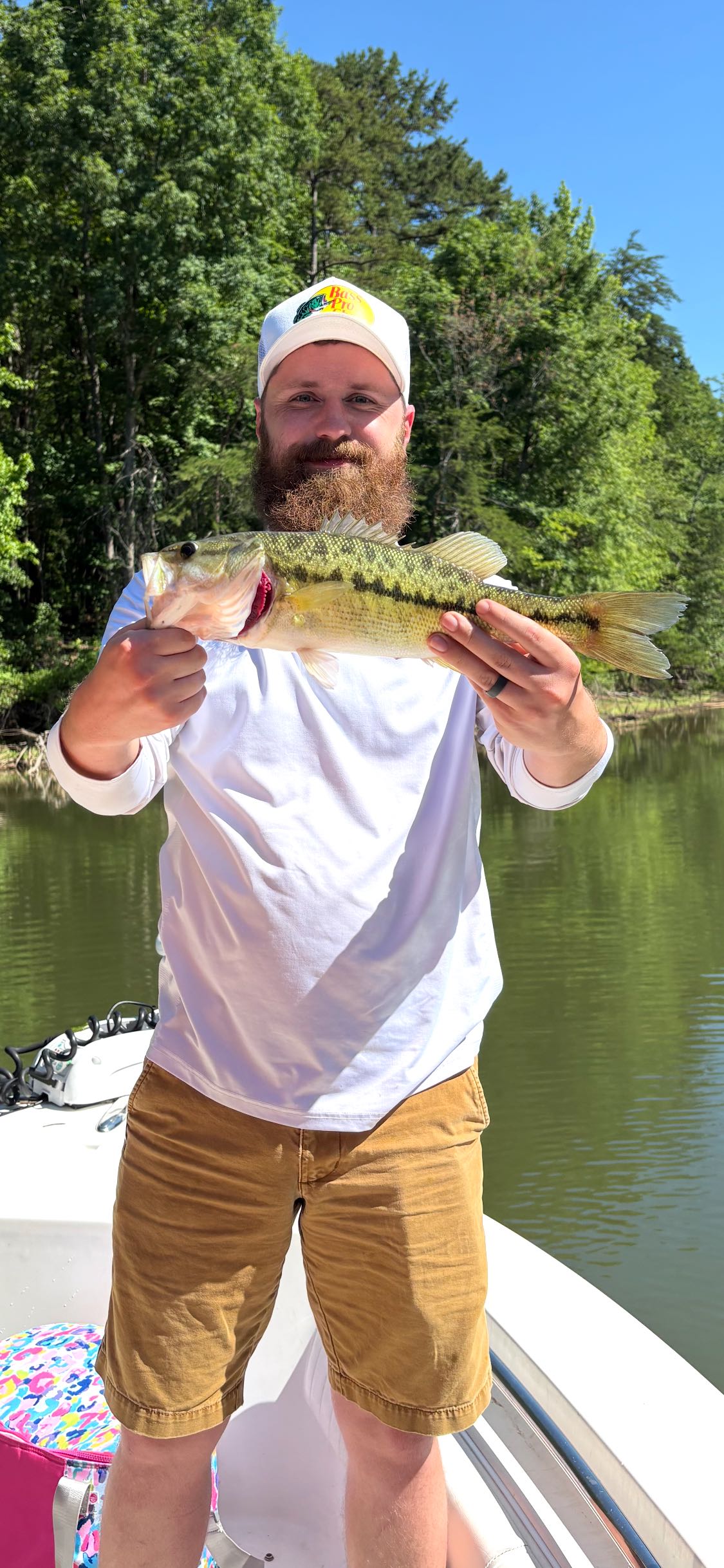 Spotted bass caught during fishing trip in Denver NC