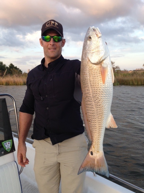 Angler landing a 31-inch catch in Galveston