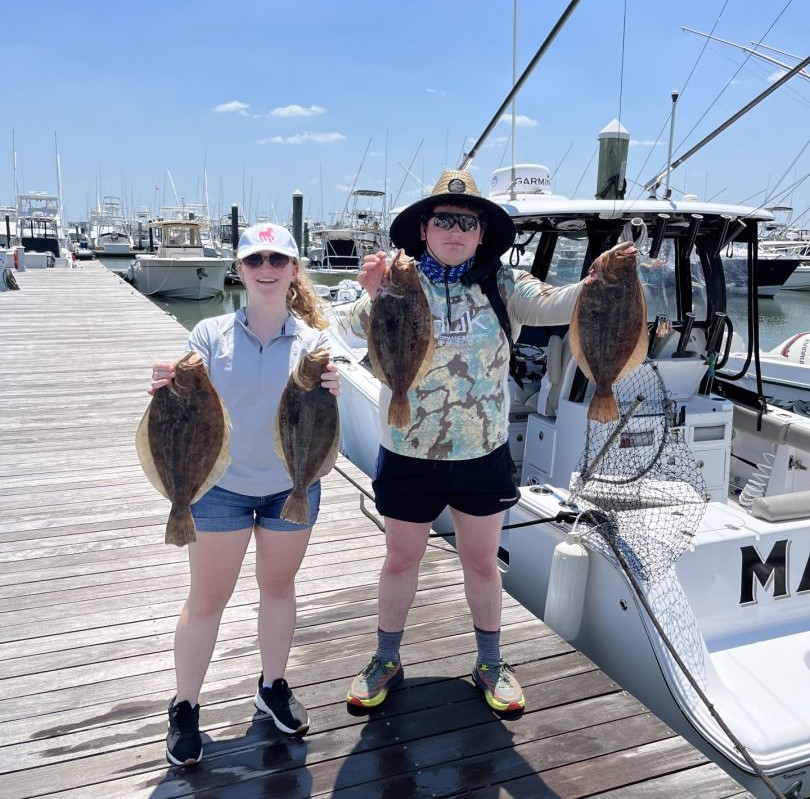 Successful summer flounder fishing trip at Rehoboth Beach DE with multiple flatfish caught