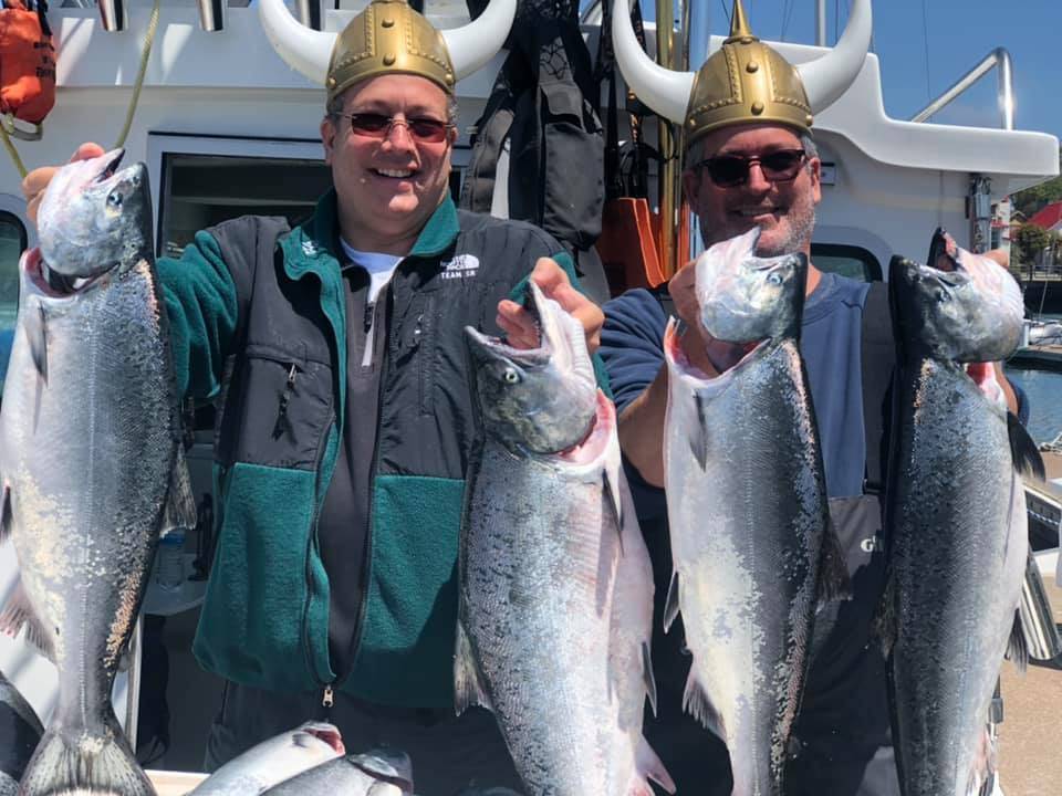 Chinook Salmon and Rainbow Trout caught during fishing trip in Richmond