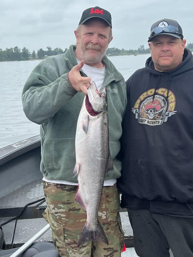 Chinook salmon catch displayed on fishing boat in Clackamas OR