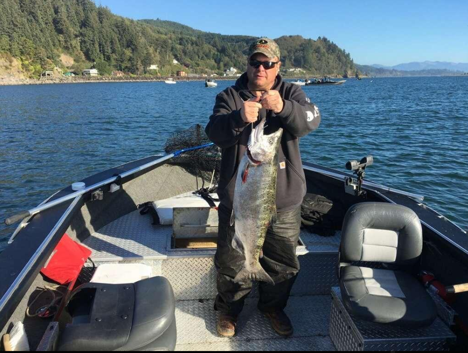 Coho salmon catch displayed on fishing boat in Clackamas Oregon