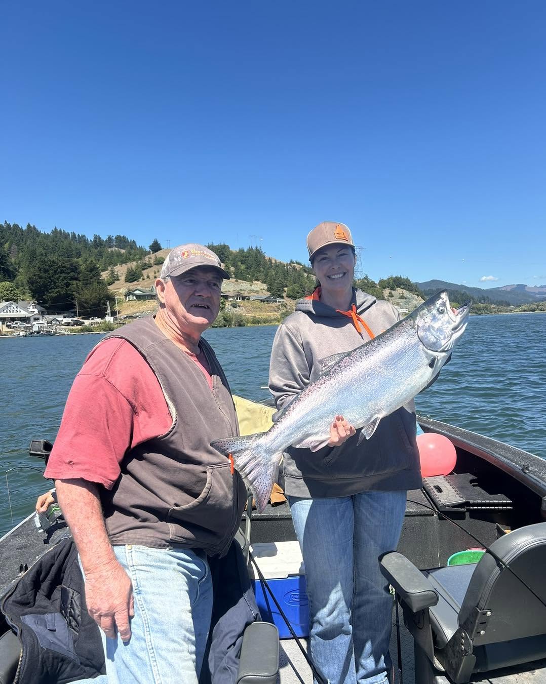 Large Chinook salmon caught during fishing trip in Gold Beach Oregon