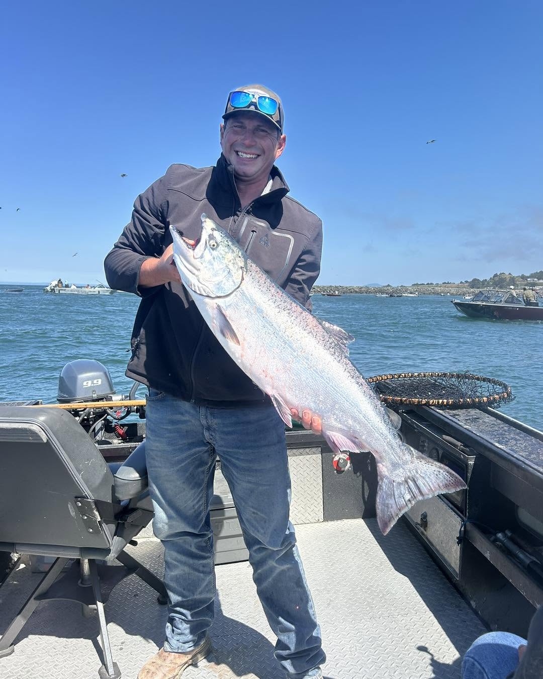 Large Chinook salmon caught during fishing trip in Gold Beach Oregon