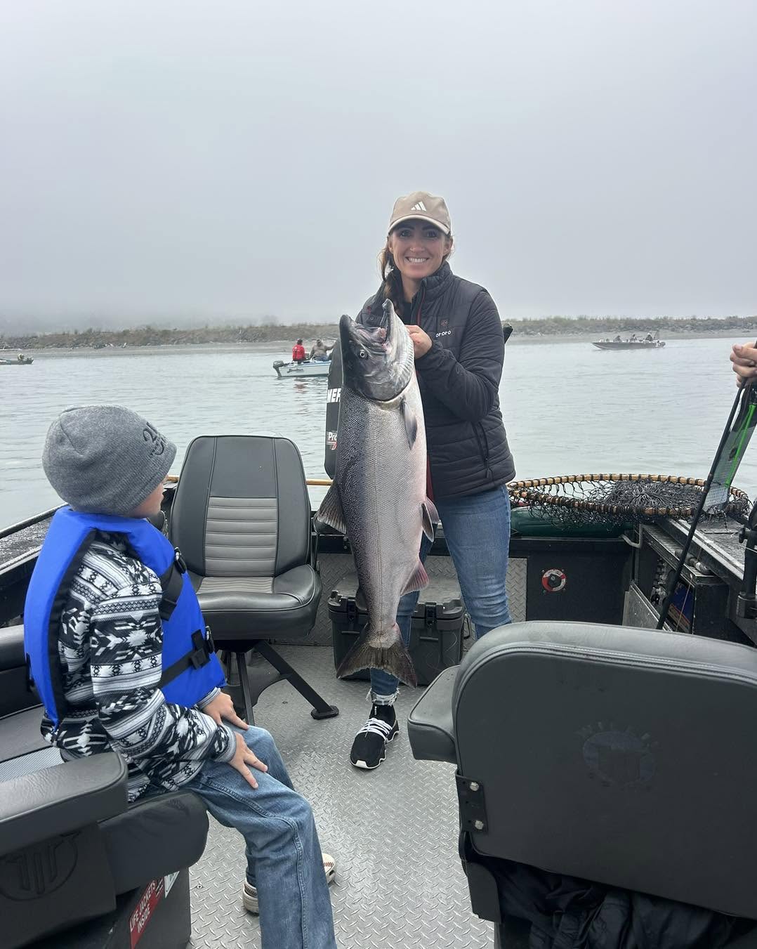 Large Chinook salmon caught on fishing boat in Gold Beach Oregon