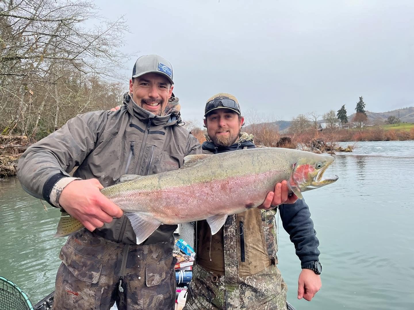Drift boat fishing trip on Rogue River in Gold Beach Oregon targeting salmon and steelhead