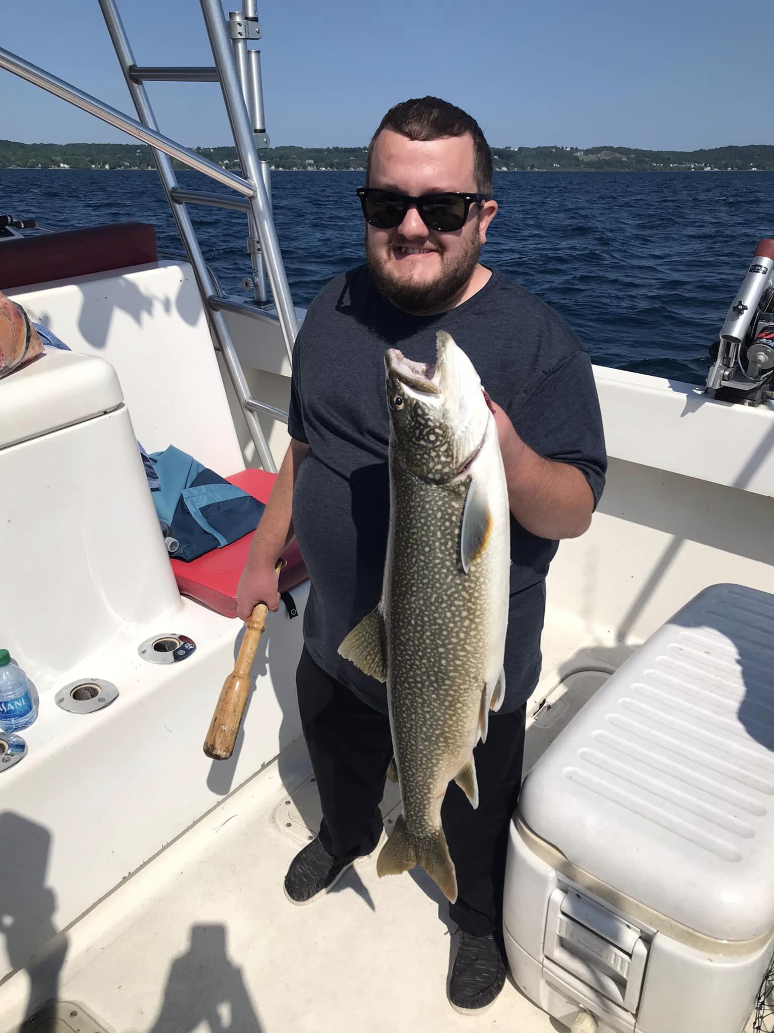 A lone lake trout, measuring 22 inches, caught in Traverse City