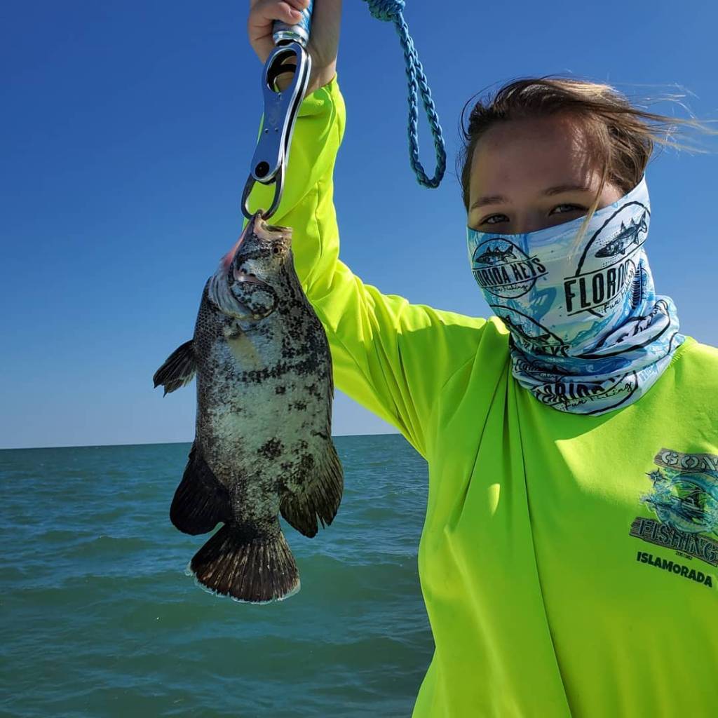 A photo of a Tripletail fish measuring 10 inches, caught in Islamorada
