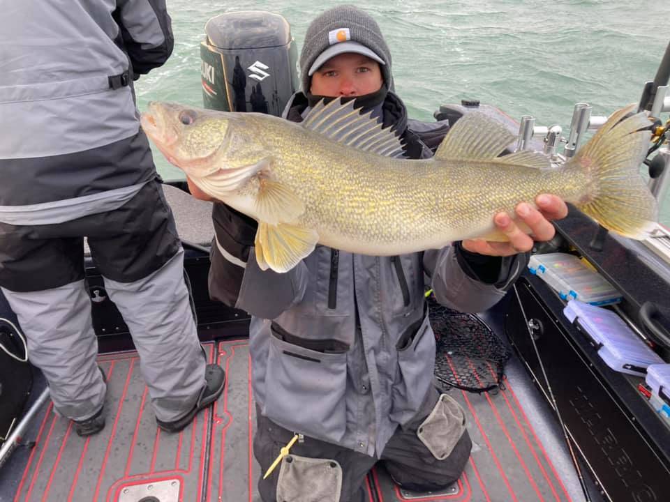 A single walleye fish caught in Ohio while fishing