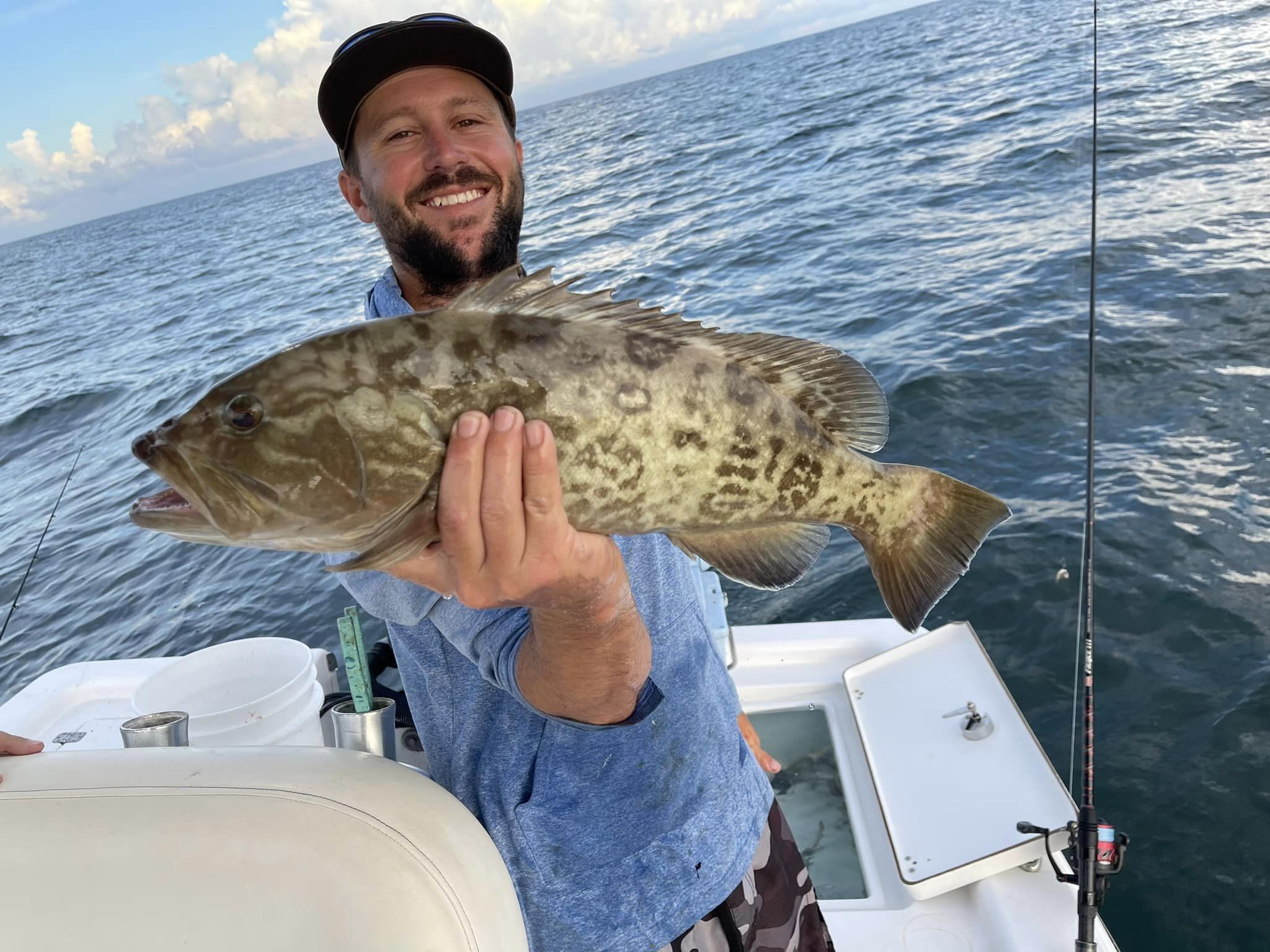 A gag grouper, a large fish, caught at Nokomis Boat Ramp