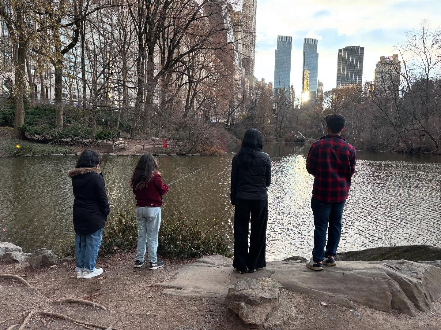 Magnificent view of Manhattan skyline during fishing trip