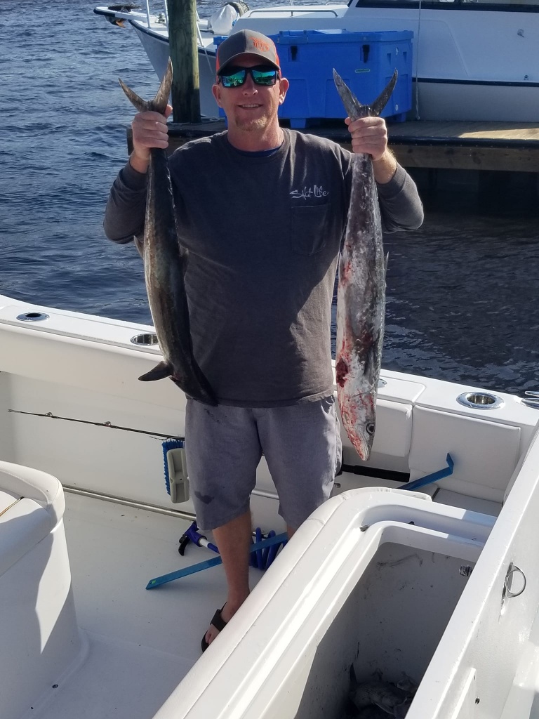 Two king mackerel, 21 inches long, caught while fishing in Little River