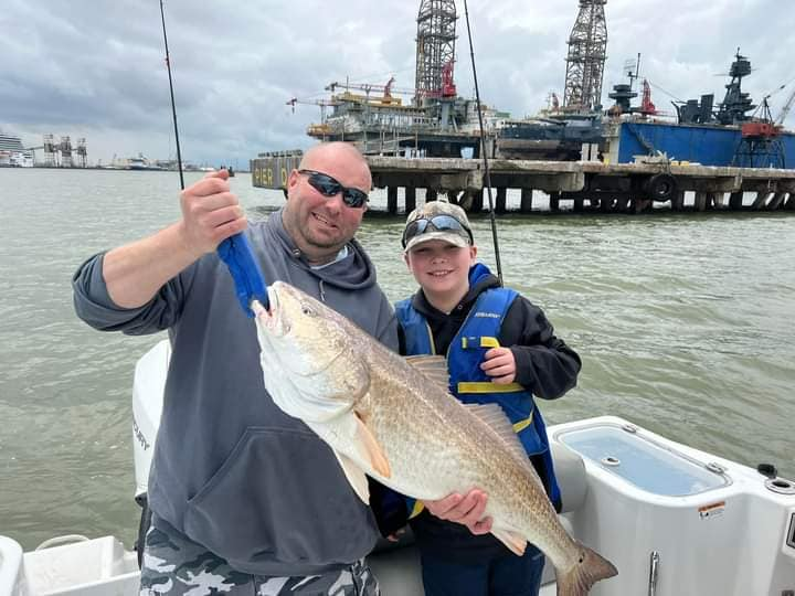 Two anglers fishing on the coast of Galveston