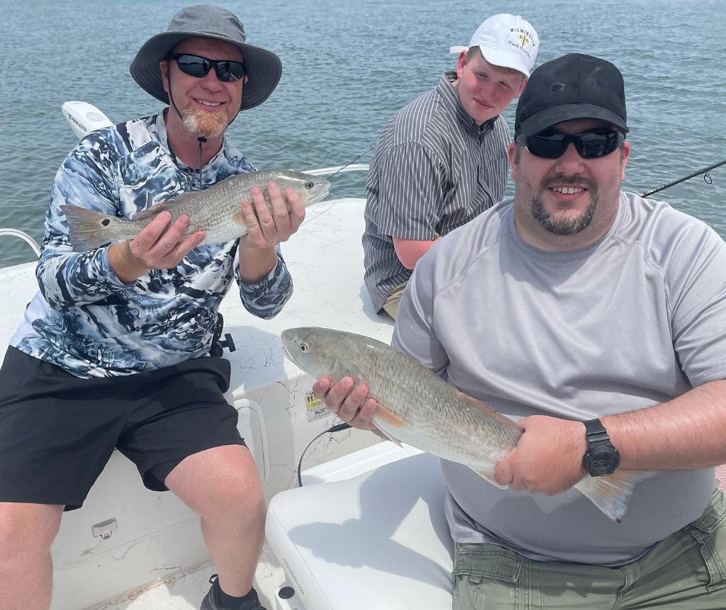 Two redfish, 15 inches each, caught at Wrightsville Beach