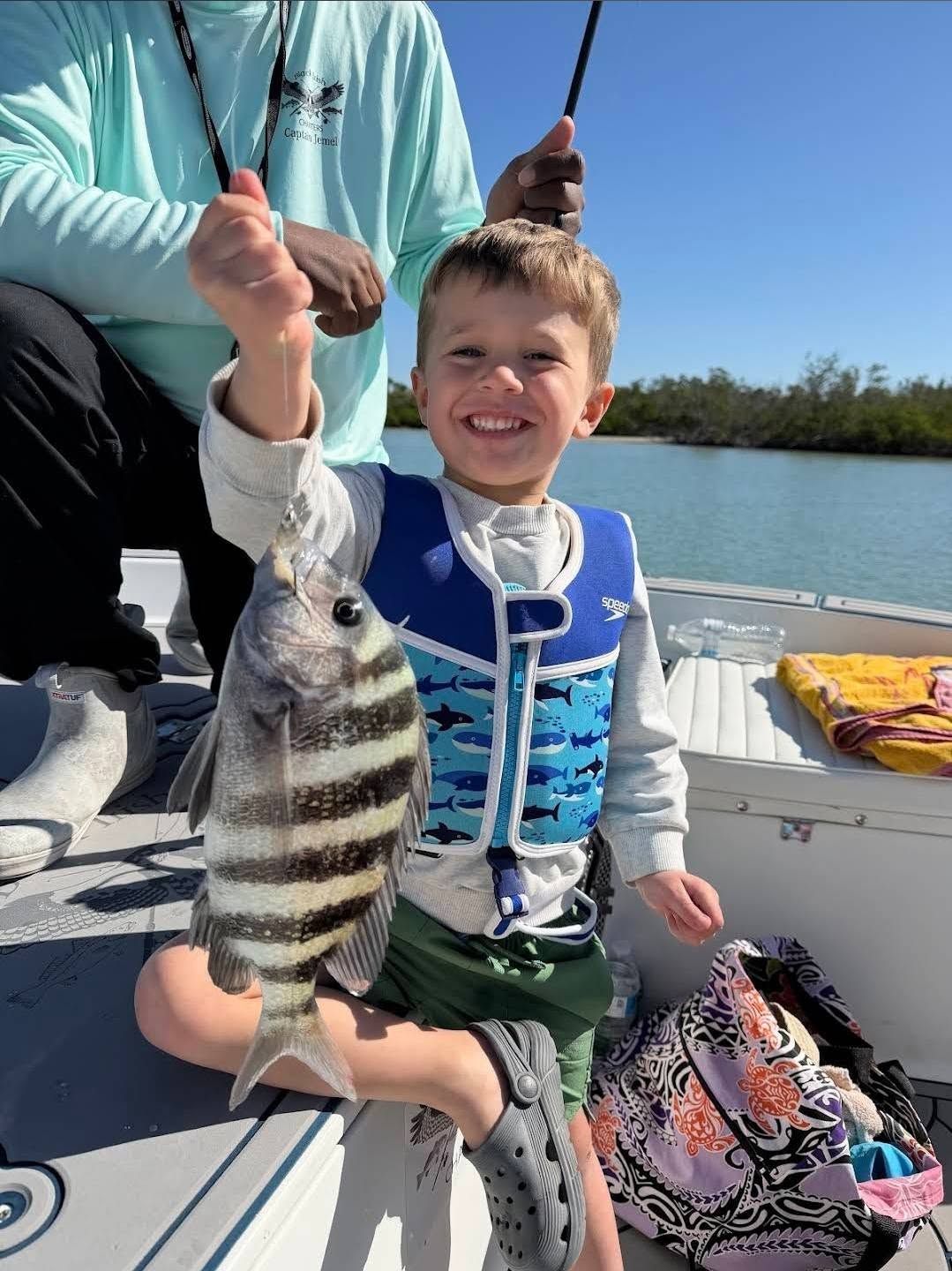 Sheepshead fish catch on fishing boat in Bonita Springs FL