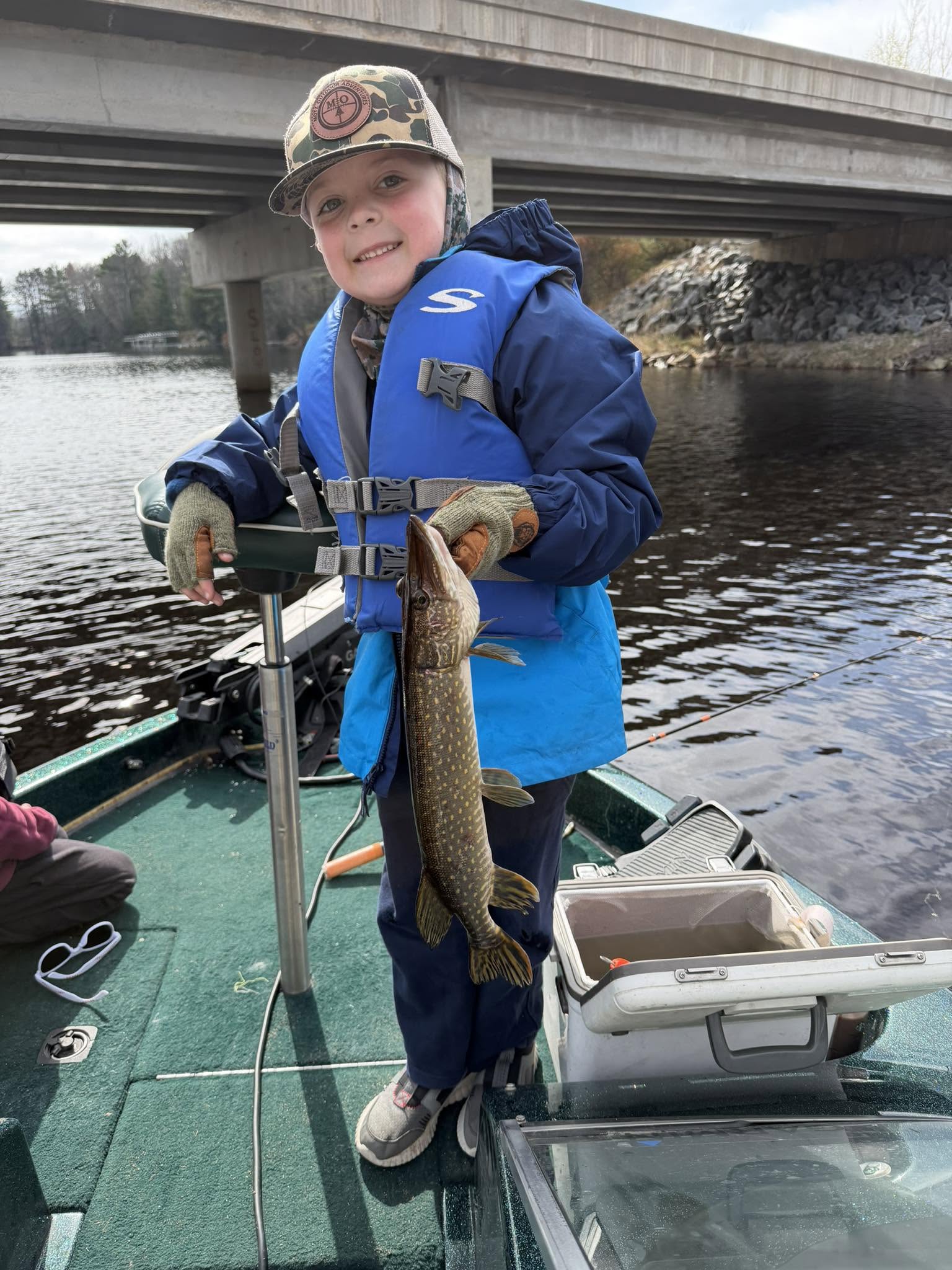 Northern pike catch on fishing boat in Fort Atkinson Wisconsin