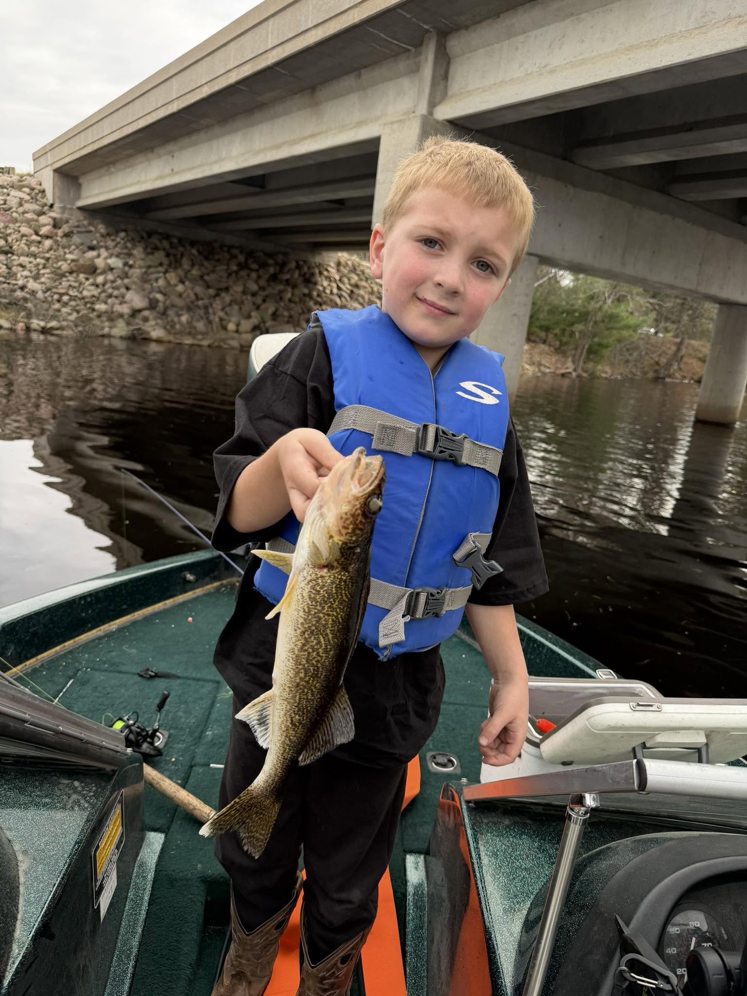 Walleye catch displayed on fishing boat in Fort Atkinson WI