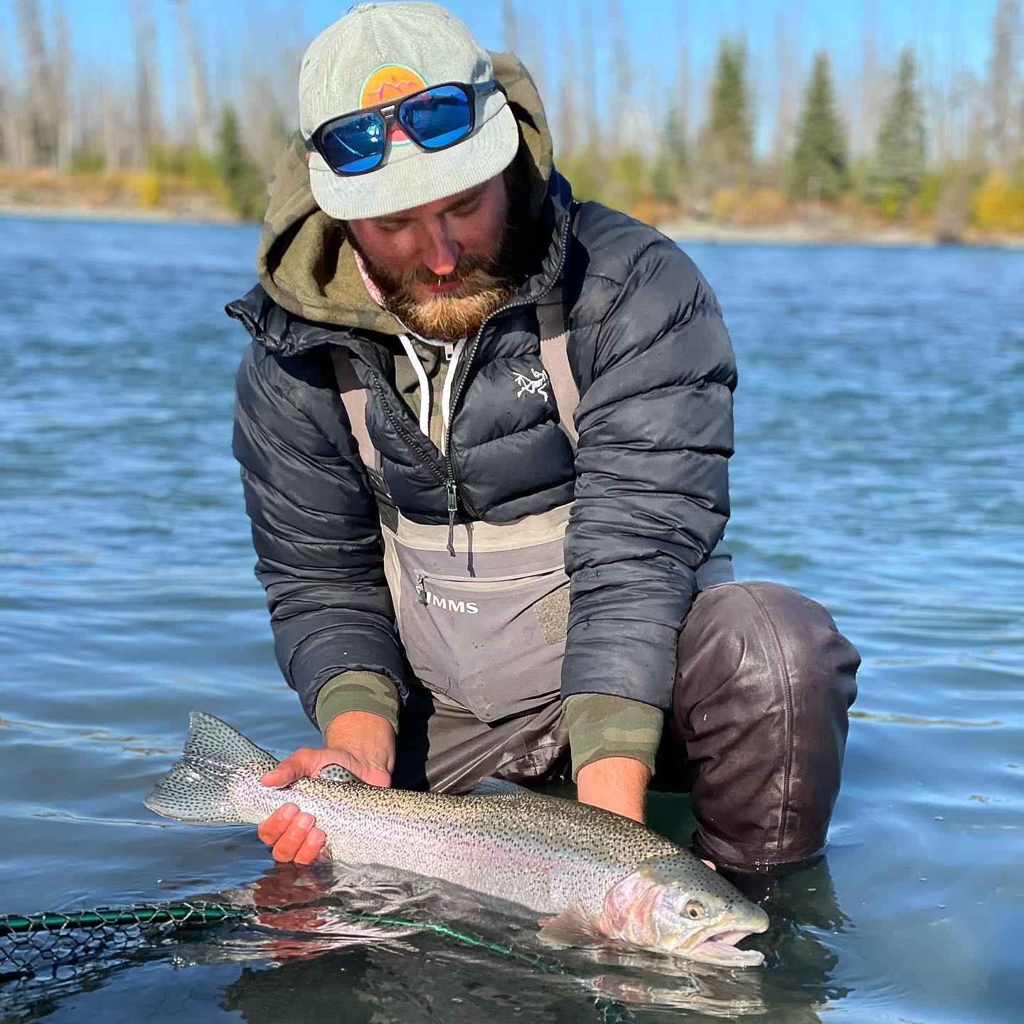 A single rainbow trout, 17 inches long, caught while fishing in Soldotna