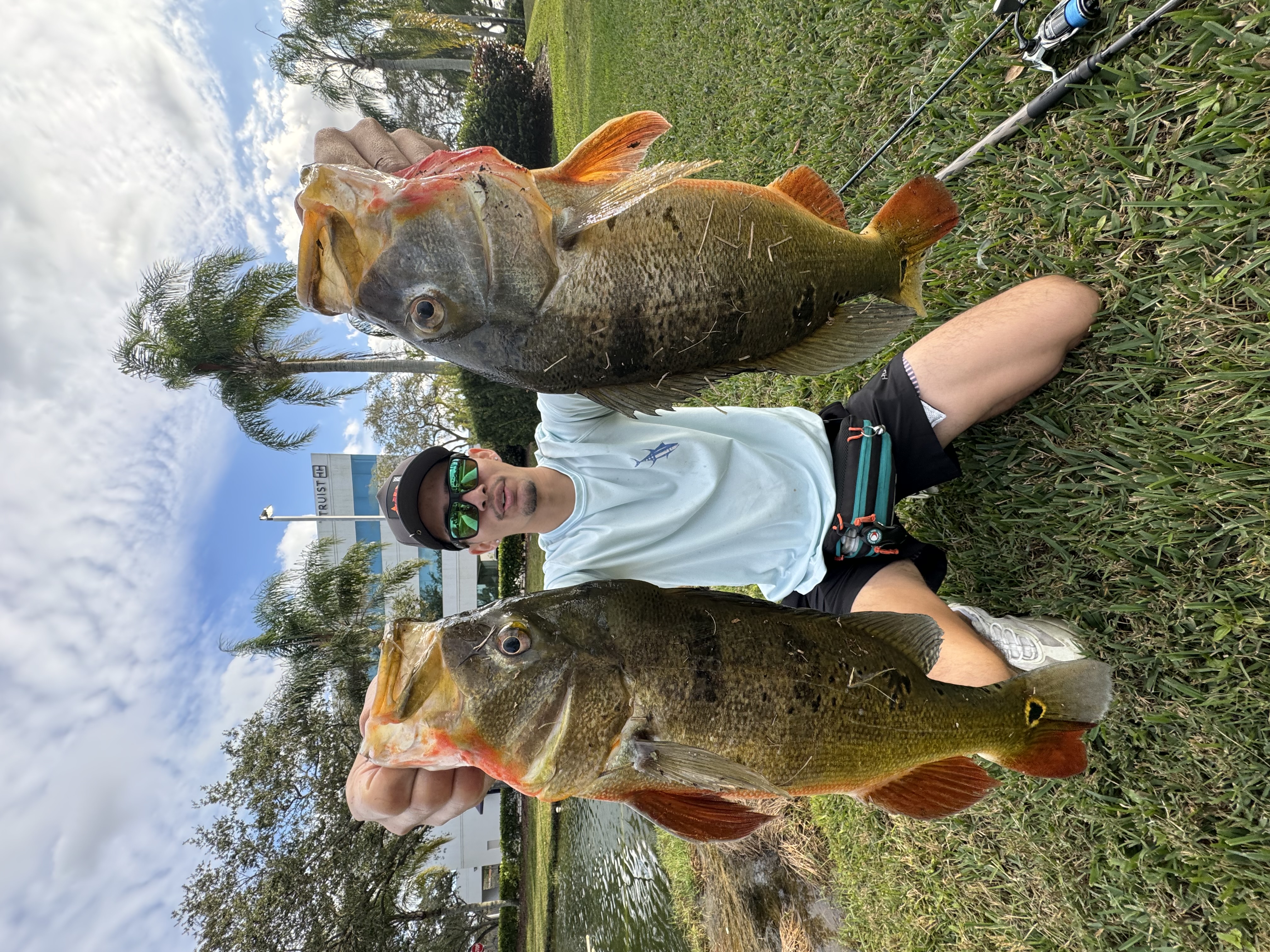 A person fishing with 2 fish in Miami