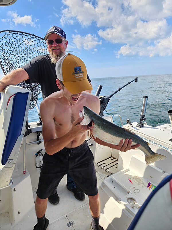 Freshly caught fish being displayed on fishing boat in Erie PA waters